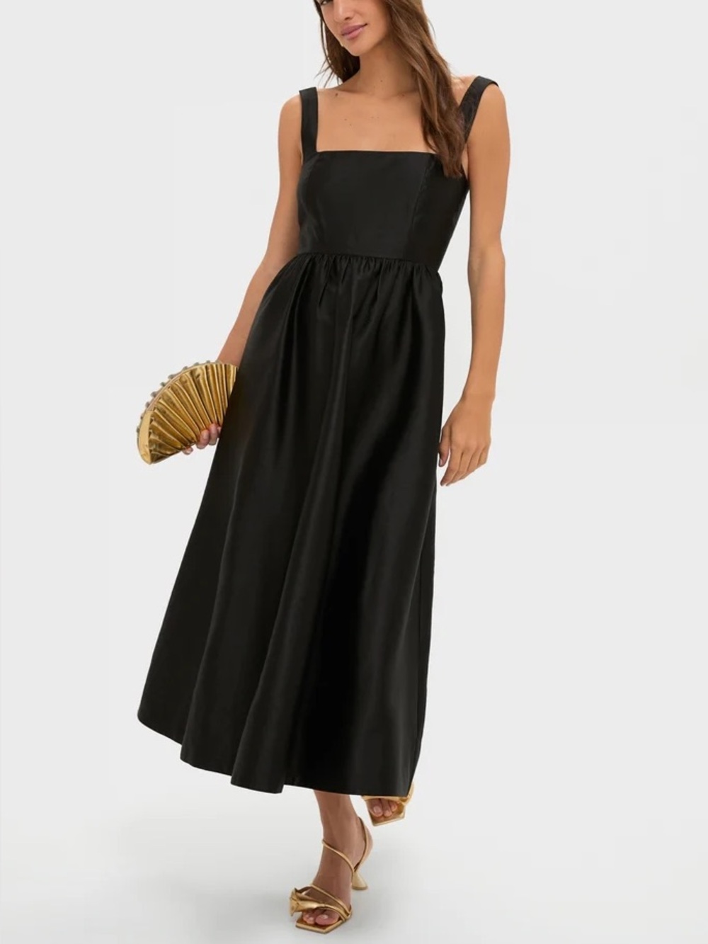 NEW Tuckernuck Black Square-Neck Midi Dress